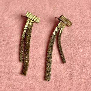 Pierced Patterned Drop Earrings, in Silverplate, Vintage, Unmarked